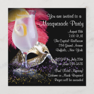 Invitations Red Black Masquerade Party
