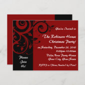 Invitations Red+Black Reverse Swirl Fête (Devant / Derrière)