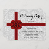 Invitations Red Gift Bow Holiday Party (Devant / Derrière)