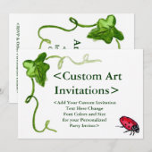 Invitations Red Ladybug Art Custom Party (Devant / Derrière)