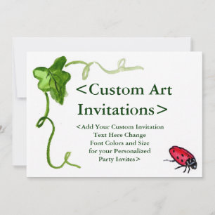 Invitations Red Ladybug Art Custom Party