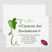 Invitations Red Ladybug Art Custom Party (Devant / Derrière)