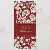 Invitations Red Mariage damassé Vow Renouvellement (Devant / Derrière)