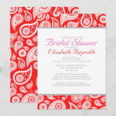 Invitations Red Paisley Bridal Shower (Devant / Derrière)