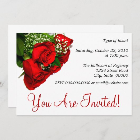 Invitations Red Roses (Devant / Derrière)