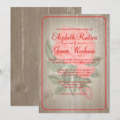 Invitations Red Rustic Floral Wedding (Devant / Derrière)