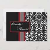 Invitations Red White Black Mariage damassé (Devant)
