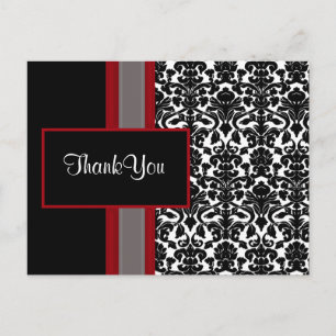 Invitations Red White Black Mariage damassé