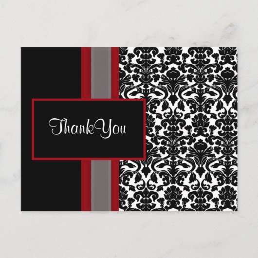 Invitations Red White Black Mariage damassé (Devant)