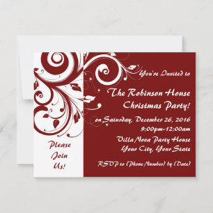 Invitations Red+White Reverse Swirl Fête