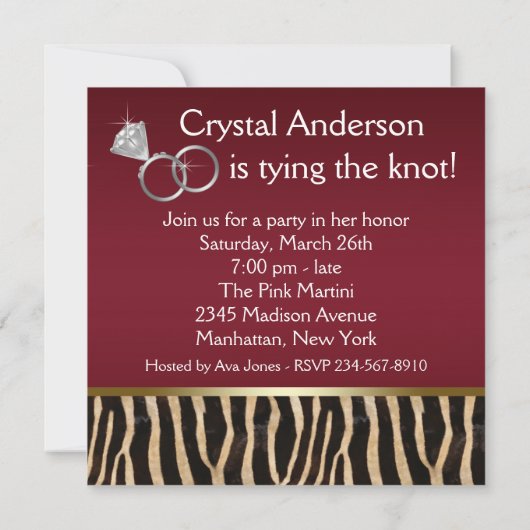 Invitations Red Zebra Bachelorette Party (Dos)