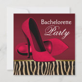 Invitations Red Zebra Bachelorette Party (Devant)