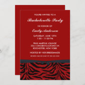 Invitations Red Zebra Bachelorette Party (Devant / Derrière)