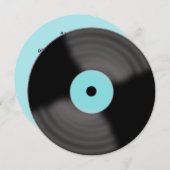 Invitations Retro Aqua Vinyl Record Party (Devant / Derrière)