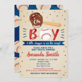 Invitations Retro Baseball Baby Shower (Devant / Derrière)