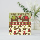 Invitations Retro Big Party Elephants (Debout devant)