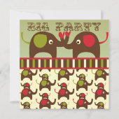 Invitations Retro Big Party Elephants (Devant)