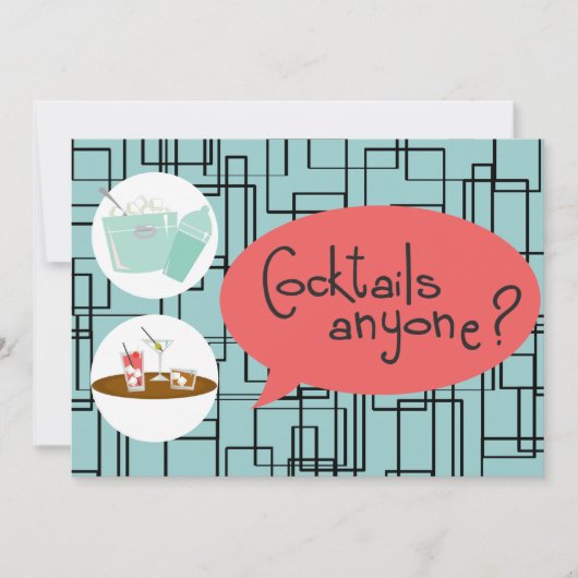 Invitations Retro Cocktail Party (Devant)
