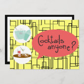 Invitations Retro Cocktail Party (Devant / Derrière)