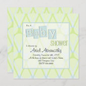 Invitations Retro Drop Baby Shower - Blue & Green (Devant / Derrière)