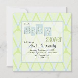Invitations Retro Drop Baby Shower - Blue & Green