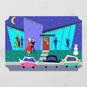 Invitations Retro Holiday Cartoon Party