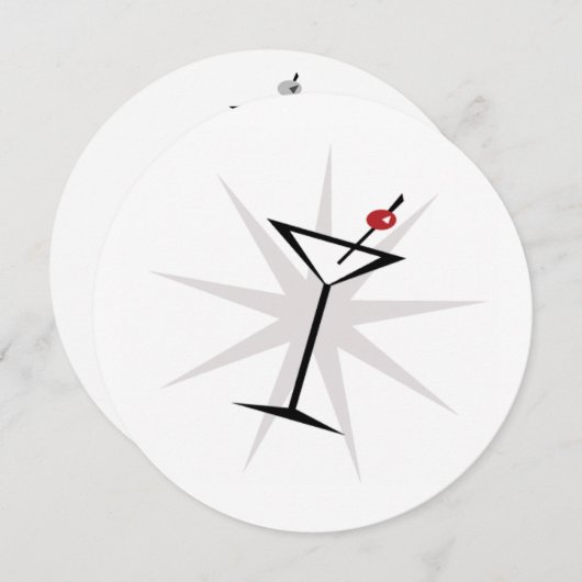 Invitations Retro Martini Cocktail Party (Devant / Derrière)