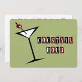 Invitations Retro Martini Cocktail Party (Devant / Derrière)