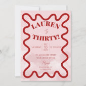 Invitations Retro Wavy 30e anniversaire de fête (Devant)