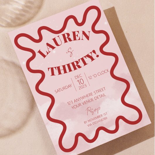 Invitations Retro Wavy 30e anniversaire de fête