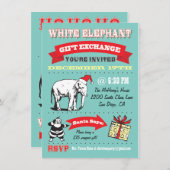 Invitations Retro White Elephant Christmas Party (Devant / Derrière)