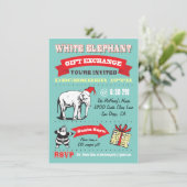 Invitations Retro White Elephant Christmas Party (Debout devant)