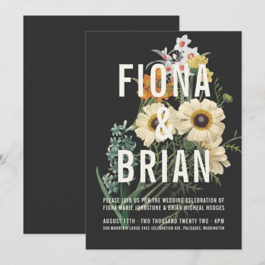 Invitations rêveuses botaniques de mariage (Devant / Derrière)