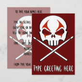 Invitations Rock & Roll Cartes de tambour personna (Devant / Derrière)