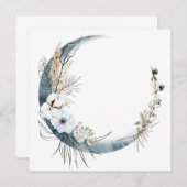 Invitations Rond Cadre Floral avec Lune Bleue (Devant / Derrière)