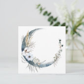 Invitations Rond Cadre Floral avec Lune Bleue (Debout devant)