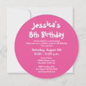 Invitations rondes mignonnes de fête (Dos)