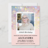 Invitations rose 100e anniversaire Confetti Photo (Devant)