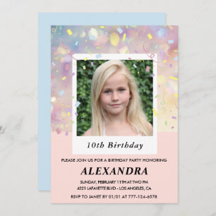 Invitations rose 10e anniversaire Confetti Photo