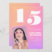 Invitations rose 15e anniversaire pour sa Retro Ph (Devant / Derrière)