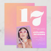 Invitations rose 17ème anniversaire pour sa Retro  (Devant / Derrière)