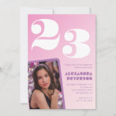 Invitations rose 23e anniversaire Retro Photo (Devant)