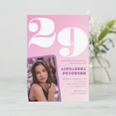 Invitations rose 29e anniversaire Retro Photo (Debout devant)