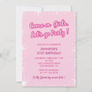Invitations rose 31e anniversaire filles tendance