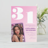 Invitations rose 31e anniversaire Retro Photo (Debout devant)