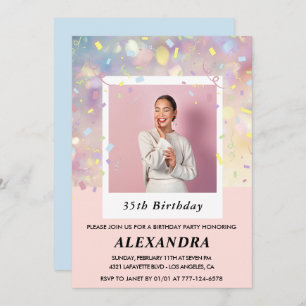 Invitations rose 35e anniversaire Confetti Photo