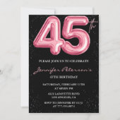 Invitations rose 45e anniversaire Balloon Glam Bla (Devant)