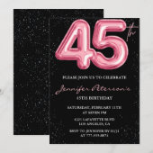 Invitations rose 45e anniversaire Balloon Glam Bla (Devant / Derrière)