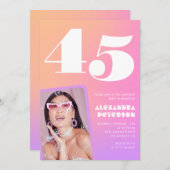 Invitations rose 45e anniversaire Retro Photo (Devant / Derrière)
