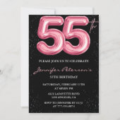 Invitations rose 55e anniversaire Balloon Glam Bla (Devant)